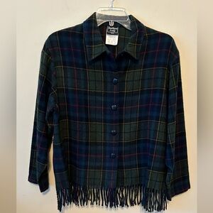 Vintage Jacket Womens Petite Medium Fleece‎ Southern Lady Plaid 90s Western Boho